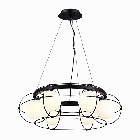 Люстра подвесная ST-Luce Черный/Опал G9 6*5W SL1189.403.06 - фото