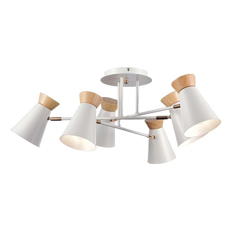 Светильник потолочный Белый, Золотистый/Белый, Дерево E27 6*60W SLE1252-502-06 - фото
