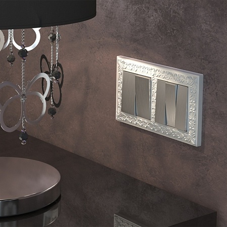 Набор клавиш для выключателя трехклавишного cеребряный рифленый WL09-SW-3G-CP - фото