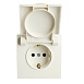 Розетка 1-местная с крышкой с защ. штор, STEKKER, с/з, 250В, 16А, серия Эмили, RST16-5112-01, белый фарфор, soft touch - фото