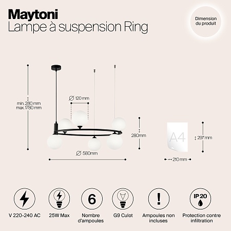 Подвесной светильник Maytoni Ring MOD013PL-06B - фото