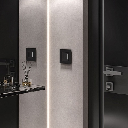 Сенсорный выключатель двухклавишный с подсветкой черный W4522008 - фото