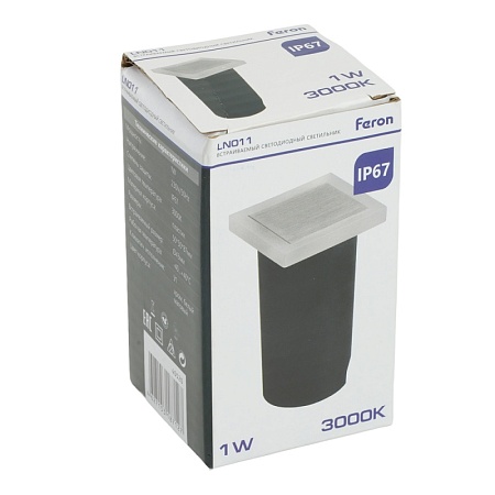Светодиодный светильник Feron LN011 встраиваемый 1W 3000K, IP67, белый матовый/хром - фото