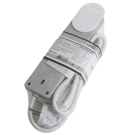 Сетевой фильтр 3-местный с/з STEKKER HM20-31-03 3x1мм2, 3 м, 250В, 16А, серия Optima, белый - фото