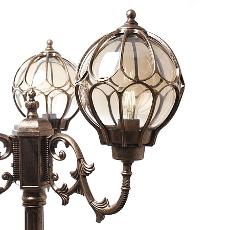 Светильник садово-парковый Feron PL3809 круглый, столб  3*60W 230V E27, черное золото - фото