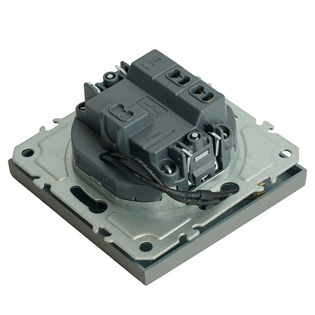 Выключатель 1-клавишный c индикатором (механизм), STEKKER, 250В, 10А, серия Эмили, RSW10-5101-10, платиново-серый, soft touch - фото