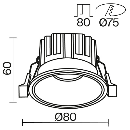 Встраиваемый светильник Technical Round DL058-12W-DTW-B - фото