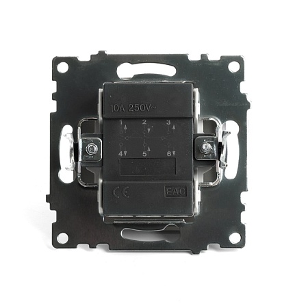 Переключатель 2-клавишный (механизм), STEKKER, GLS10-7107-08, 250В, 10А, серия Катрин, золото - фото