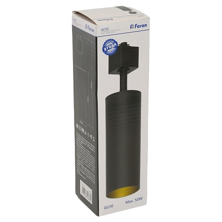 Светильник Feron AL155 трековый однофазный на шинопровод под лампу GU10, черный-золото - фото