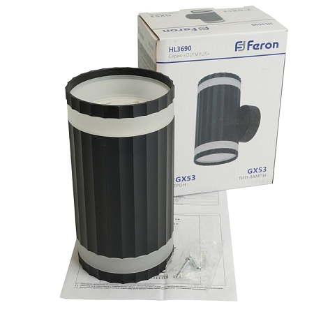 Светильник  настенный Feron HL3690 OLYMPUS 12W, 230V, 2*GX53, чёрный IP20 - фото