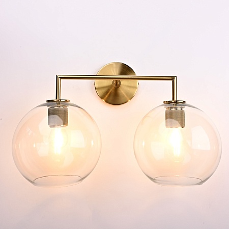 Бра Rh Utilitaire Globe Shade Double Sconce Brass Imperiumloft 123273-22 - фото