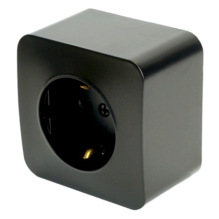 Розетка 1-местная с/з открытой установки, STEKKER, 250В, 16А, IP20, серия София, черный матовый, MST16-11-05 - фото