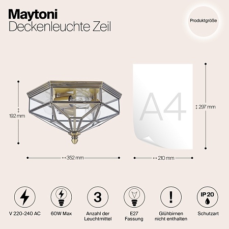 Потолочный светильник Maytoni Zeil H356-CL-03-BZ - фото