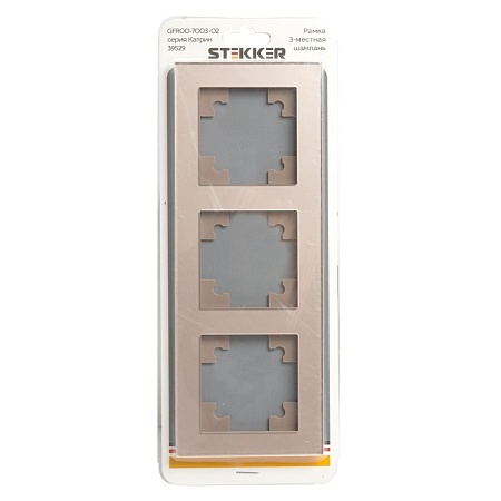 Рамка 3-местная, стекло, ,STEKKER, GFR00-7003-02, серия Катрин, шампань - фото