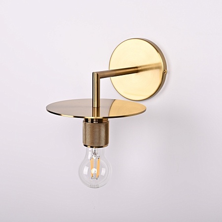 Бра Rh Utilitaire Knurled Disk Shade Sconce Brass Imperiumloft 123282-22 - фото