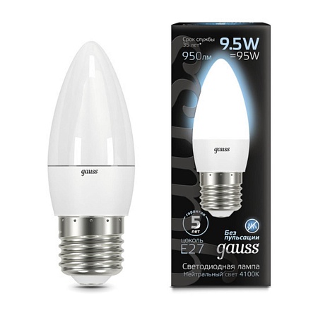 Светодиодная лампа Gauss Свеча 9,5W 950Lm 4100K E27 103102210 - фото