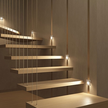 DK1020-WH Светильник встраиваемый в стену c датчиком движения, IP 20, LED 3000, 1 Вт, белый, пластик - фото