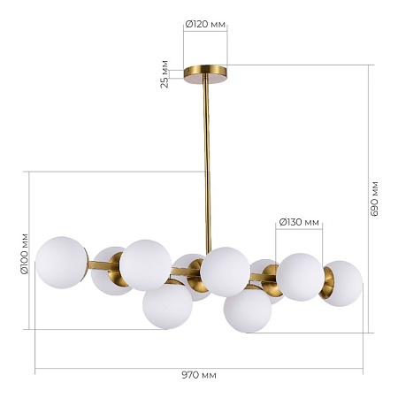 Светильник потолочный Золотистый/Белый E27 10*60W SLE1191-202-10 - фото