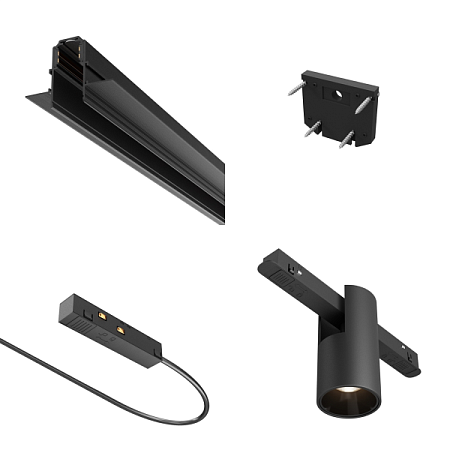 Трековая система Technical встраиваемая магнитная чёрная 380x160 TS-L-380-TR122-4-7W-DS-B
