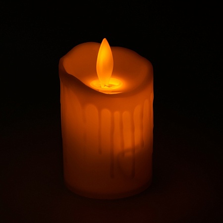 Световая фигура Свеча "Пламя"1LED (батарейки в компл), 7,5см, белый, LT134 - фото