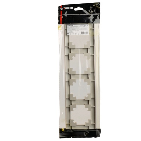 Рамка STEKKER, PFR00-7004-02 4-местная, пластик, серия Катрин, шампань - фото