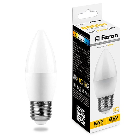 Лампа светодиодная Feron LB-570 Свеча E27 9W 175-265V 2700K - фото