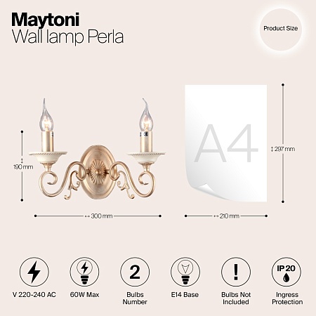 Настенный светильник (бра) Maytoni Perla ARM337-02-R - фото