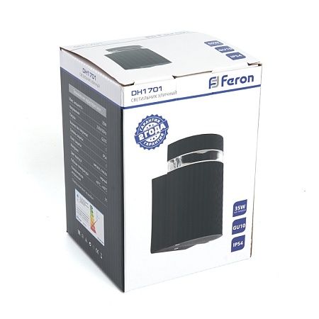 Светильник садово-парковый Feron DH1701, на стену вверх,  GU10 230V, черный - фото