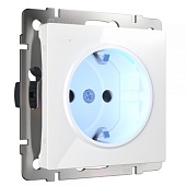 Розетка с заземлением и подсветкой белая WL01-10-03