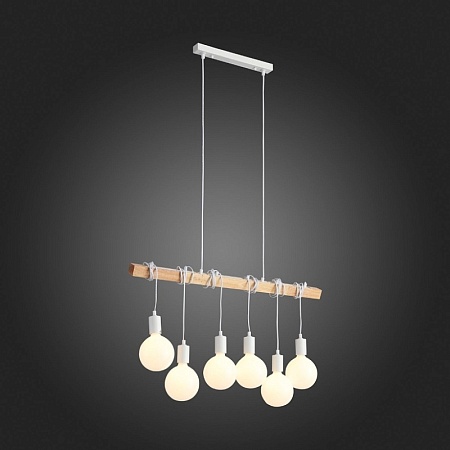 Светильник подвесной Белый, Светлое дерево E27 6*60W SL1142.503.06 - фото