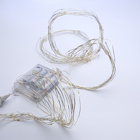 Светодиодная гирлянда Feron CL53  2м + 1м мультиколор,статичная, с питанием от батареек, прозрачный шнур - фото