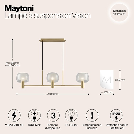 Подвесной светильник Maytoni Vision MOD411PL-03G - фото