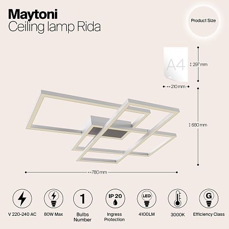 Потолочный светильник Maytoni Rida MOD015CL-L80W - фото