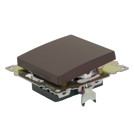 Переключатель перекрестный 1-клавишный (механизм), STEKKER GLS10-7110-04, 250V, 10А, серия Катрин, шоколад - фото