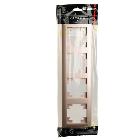 Рамка STEKKER, PFR00-7004-02 4-местная, пластик, серия Катрин, шампань - фото