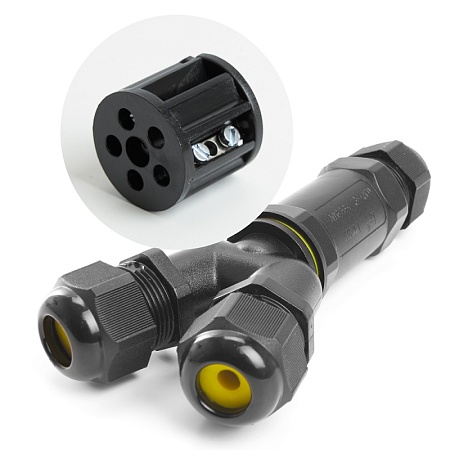 Соединитель-коннектор для проводов LD529, 3-контактный, водонепроницаемый (клемма 3pin), черный - фото