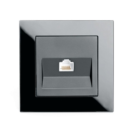 Розетка компьютерная 1-местная RJ-45,STEKKER, GLS00-7007-05, серия Катрин, черный - фото