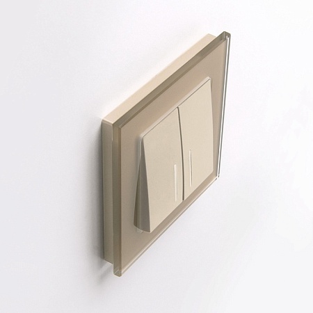 Выключатель двухклавишный с подсветкой (шампань) W1120111 - фото