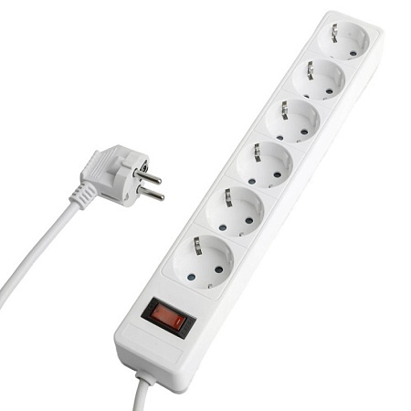 Сетевой фильтр 6-местный с/з STEKKER HM20-61-053x1мм2, 5 м, серия Optima, белый - фото