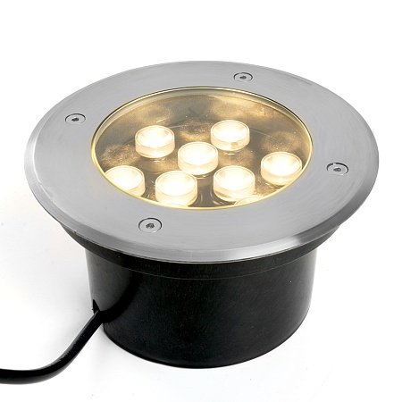 Светодиодный светильник тротуарный (грунтовый) Feron SP2803, 10W, AC/DC12V, низковольтный, 3000К, металлик, 160*H90mm, вн.диаметр: 110mm, IP67 - фото