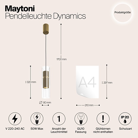 Подвесной светильник Maytoni Dynamics MOD326PL-01MG - фото