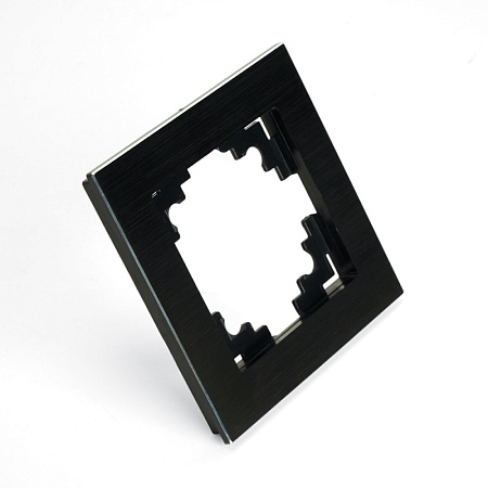 Рамка 1-местная, металл, STEKKER MFR00-7001-05, серия Катрин, черный - фото