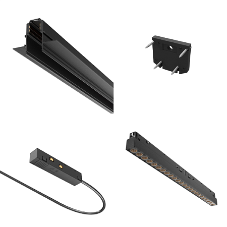 Трековая система Technical встраиваемая магнитная чёрная 350x175 TS-P-350-TR031-4-24W3K-M-DS-B