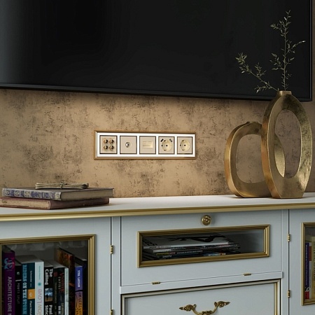 Накладка для двойной розетки Еthernet RJ-45 шампань WL11-RJ45+RJ45-CP - фото