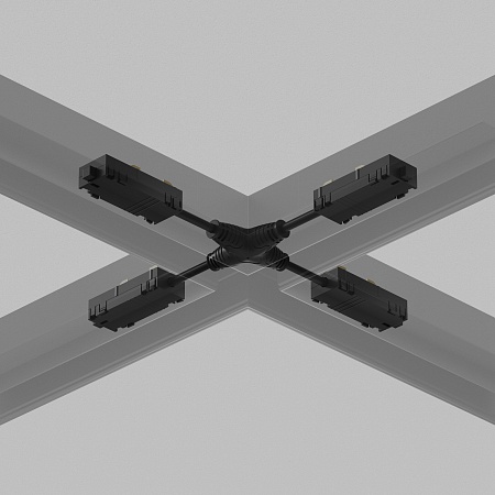 TR2116-BK Гибкий Х-образный, электрический коннектор трека SMART, черный - фото