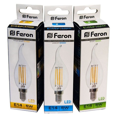Лампа светодиодная Feron LB-59 Свеча на ветру E14 5W 230V 2700K - фото