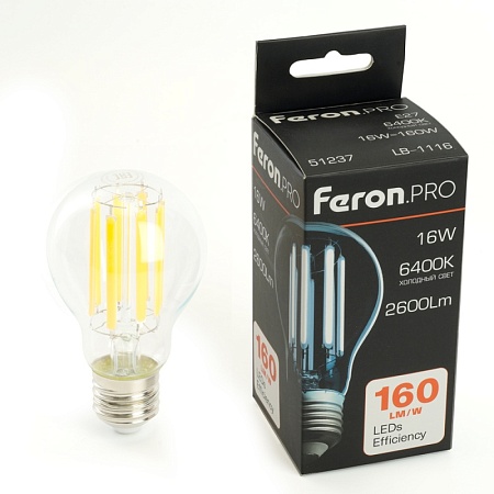 Лампа светодиодная Feron.PRO LB-1116 Шар E27 2600LM 16W 175-265V 6400K - фото