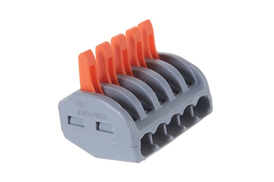 Cтроительно-монтажная клемма 5-проводная STEKKER, LD222-415 (5 штук в упаковке) - фото