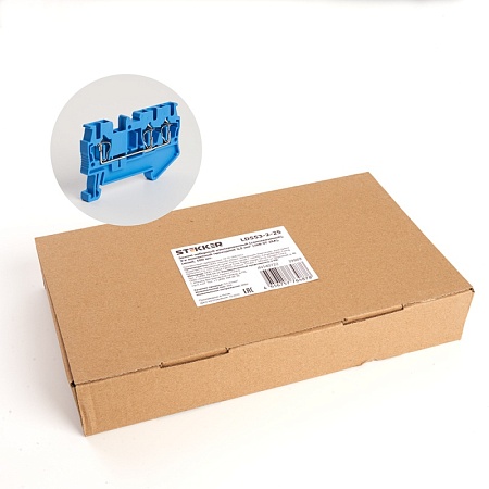 Зажим пружинный, 3-проводной проходной ЗНИ - 2,5 (JXB ST 2,5), синий STEKKER - фото