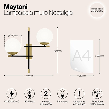 Настенный светильник (бра) Maytoni Nostalgia MOD050WL-02G - фото